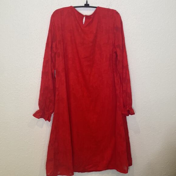 Roolee Women’s Red Midi Dress Floral Detail NWT Sz M Polyester Shift Style - Picture 6 of 13